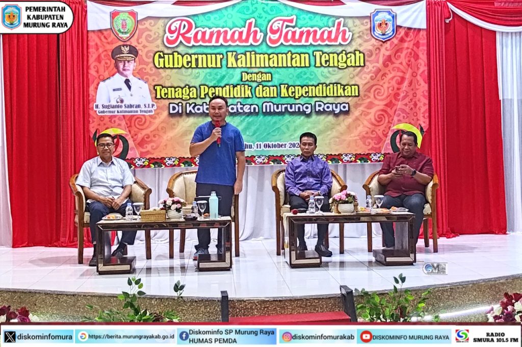 Gubernur Kalimantan Tengah (Kalteng), Sugianto Sabran ramah tamah dengan dengan seluruh Kepala Sekolah, Tenaga Pendidik dan Tenaga Kependidikan SMA/SMK & SLB di Aula rumah jabatan Bupati Mura. Kegiatan ramah tamah ini turut hadir Pj Bupati Mura, Hermon, Pj Sekda Mura, Rudie Roy, pejabat terkait dan tamu undangan lainnya, jumat (11/10/2024) malam.- Foto:Mc.Mura